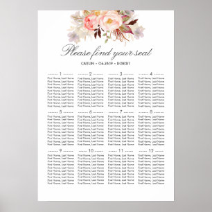 Pôster Gráfico de Assentos de Casamento Elegante Floral C