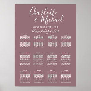 Poster Gráfico de Assentos de Casamento Elegante Rosa Ele