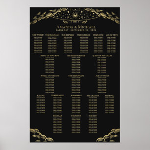 Poster Gráfico de Assentos de Casamento Elegante Tarot Mí