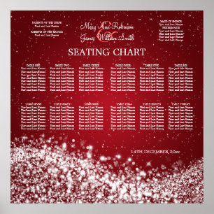 Pôster Gráfico de Assentos de Casamento Elegante Vermelho