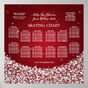 Poster Gráfico de Assentos de Casamento Elegante Vermelho