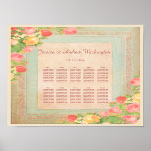 Pôster Gráfico de Assentos de Casamento Elegantes Rosas V