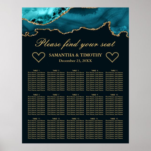 Poster Gráfico de Assentos de Casamento em Ágata Brilhant (Frente)