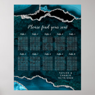 Poster Gráfico de Assentos de Casamento em Ágata Prata Tu