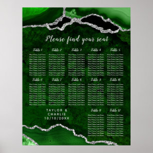 Poster Gráfico de Assentos de Casamento em Ágata Prata Ve