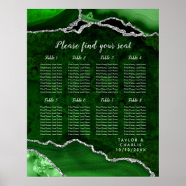 Poster Gráfico de Assentos de Casamento em Ágata Prateada