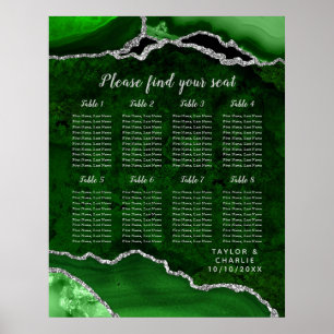 Poster Gráfico de Assentos de Casamento em Ágata Prateada