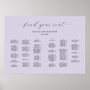 Poster Gráfico de Assentos de Casamento em Alfabeto Lavan