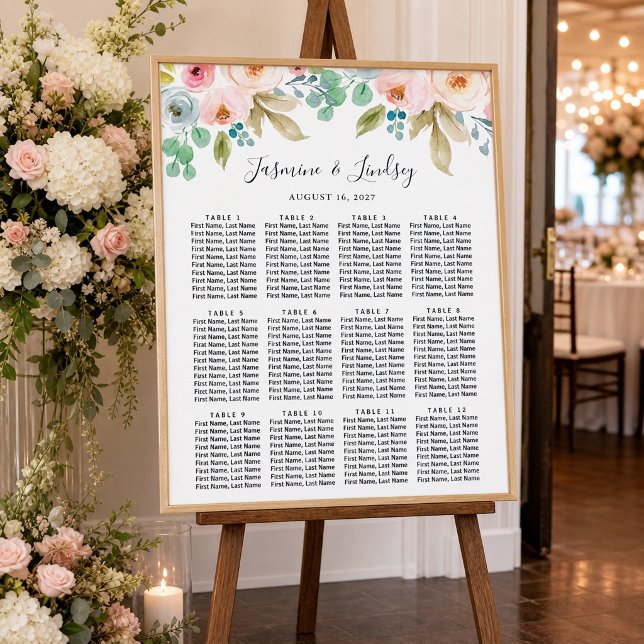 Poster Gráfico de Assentos de Casamento em Aquarela Paste (Criador carregado)