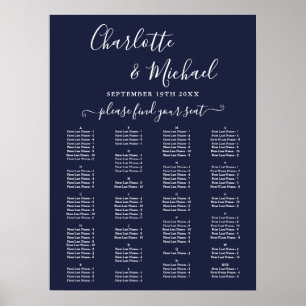 Poster Gráfico de Assentos de Casamento em Azul Marinho p
