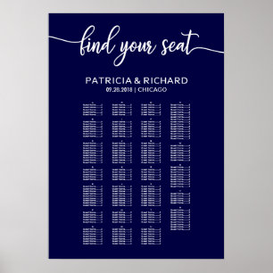Poster Gráfico de Assentos de Casamento em Azul Naval em