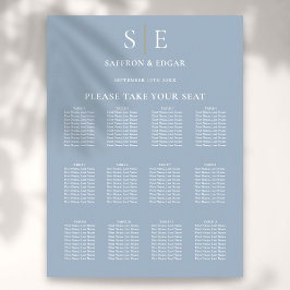 Poster Gráfico de Assentos de Casamento em Azul Poeira e 