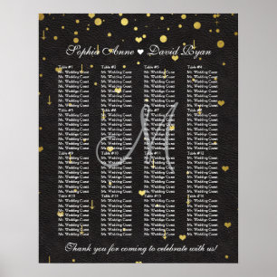 Poster Gráfico de Assentos de Casamento em Couro Preto co