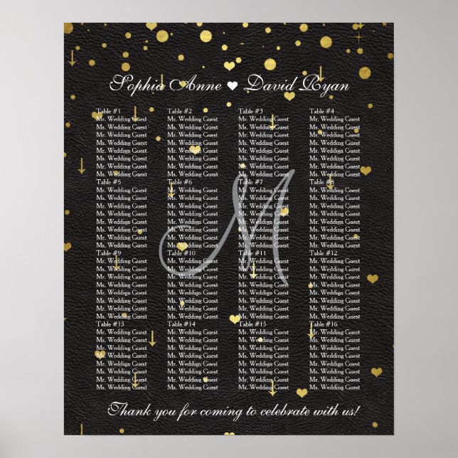 Poster Gráfico de Assentos de Casamento em Couro Preto co (Frente)