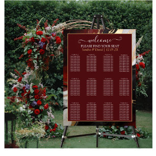 Poster Gráfico de Assentos de Casamento em Mármore Burgun