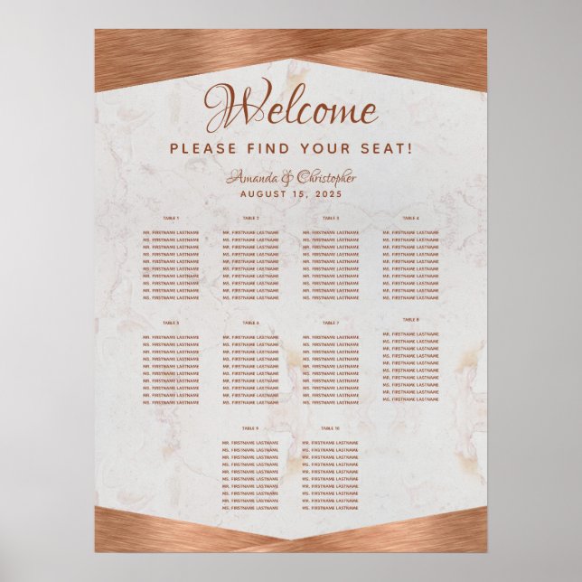 Poster Gráfico de Assentos de Casamento em Mesa 10 Falso  (Frente)