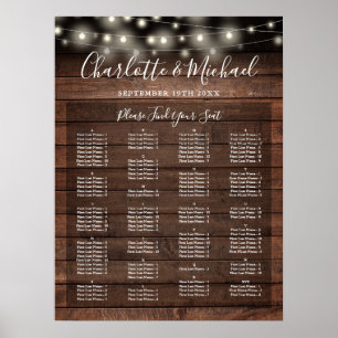 Poster Gráfico de Assentos de Casamento em Ordem Alfabéti