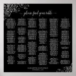 Poster Gráfico de Assentos de Casamento em Ordem Alfabéti