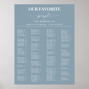 Poster Gráfico de Assentos de Casamento em Ordem Alfabéti