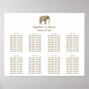 Poster Gráfico de Assentos de Casamento em Ouro Simples
