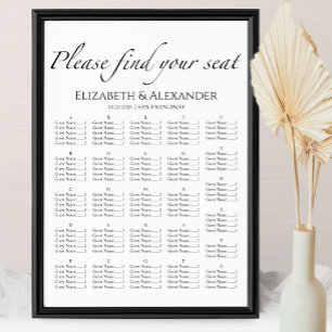 Poster Gráfico de Assentos de Casamento em Preto e Branco