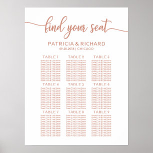 Poster Gráfico de Assentos de Casamento em Rose Gold com