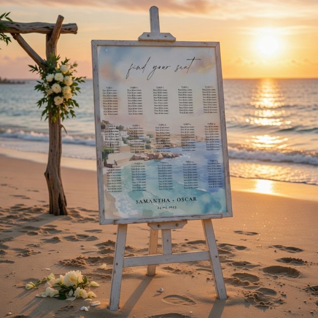 Poster Gráfico de Assentos de Casamento em Santorini  (Criador carregado)
