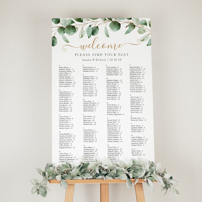 Poster Gráfico de Assentos de Casamento em Verde Simples (Criador carregado)