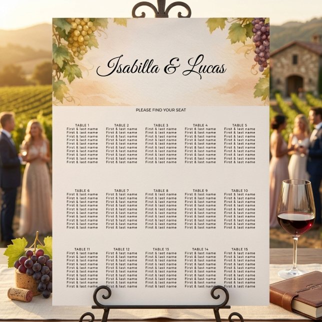 Poster Gráfico de Assentos de Casamento em Vinhedo do Nap (Criador carregado)