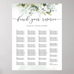 Poster Gráfico de assentos de casamento Eucalyptus