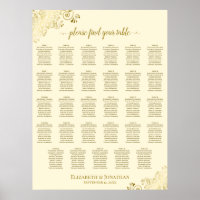 Gráfico de Assentos de Casamento Fancy Gold & Crea