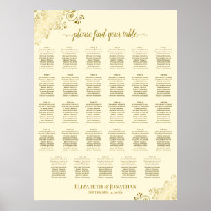 Poster Gráfico de Assentos de Casamento Fancy Gold & Crea
