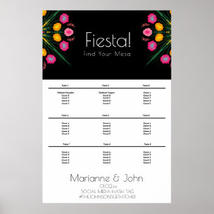 Poster Gráfico de Assentos de Casamento Fiesta Aniversári