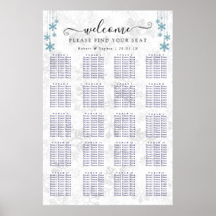 Poster Gráfico de Assentos de Casamento Floco de Neve de