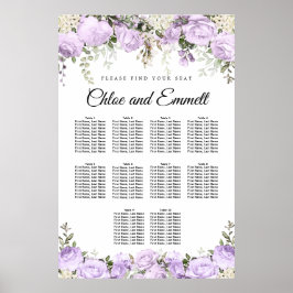 Poster Gráfico de Assentos de Casamento Floral 10-Mesa Ro