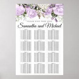 Poster Gráfico de Assentos de Casamento Floral 12-Mesa Ro