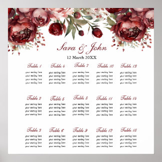 Poster Gráfico de Assentos de Casamento Floral Bege Borgo