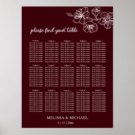 Poster Gráfico de Assentos de Casamento | Floral Branco B
