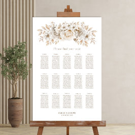 Poster Gráfico de Assentos de Casamento Floral Branco de