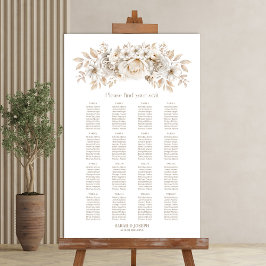 Poster Gráfico de Assentos de Casamento Floral Branco de