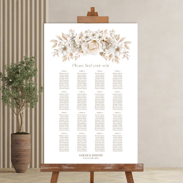 Poster Gráfico de Assentos de Casamento Floral Branco de  (Criador carregado)