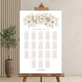 Poster Gráfico de Assentos de Casamento Floral Branco de