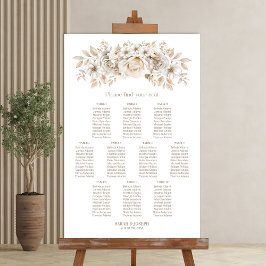 Poster Gráfico de Assentos de Casamento Floral Branco de