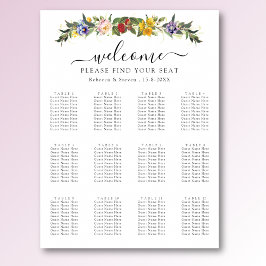Poster Gráfico de assentos de casamento Floral Chic Vinta