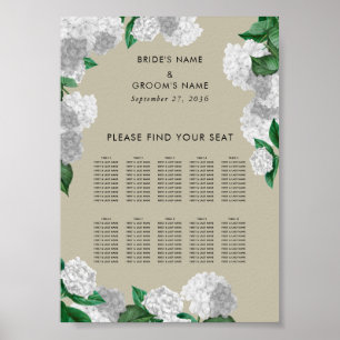 Poster Gráfico de Assentos de Casamento Floral de Hortêns