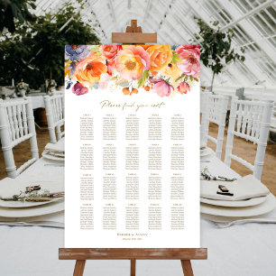Poster Gráfico de Assentos de Casamento Floral de Primave
