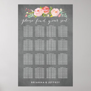 Pôster Gráfico de Assentos de Casamento Floral do Jardim