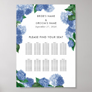 Poster Gráfico de Assentos de Casamento Floral Hortênsia