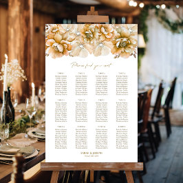 Poster Gráfico de Assentos de Casamento Floral Laranja 12