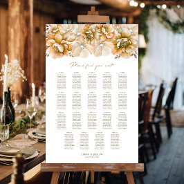 Poster Gráfico de Assentos de Casamento Floral Laranja 19